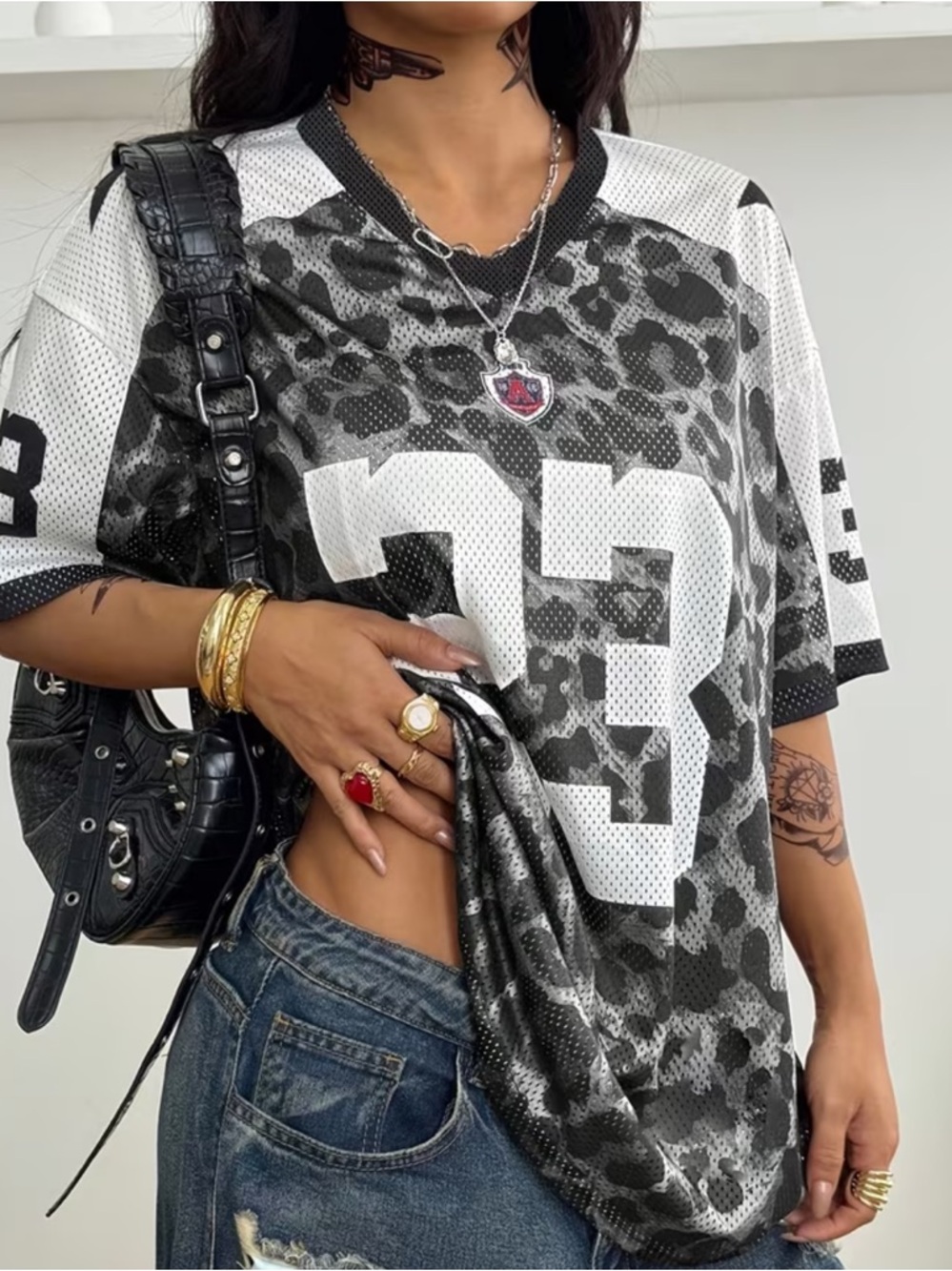 Leopard Print Mesh Jersey Top NEW women’s LRG